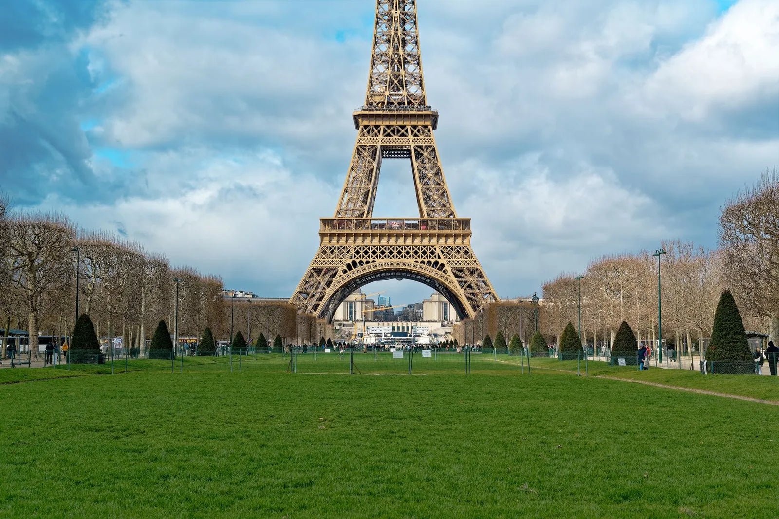 Eiffel Tower from the Champ-de-Mars, late afternoon light