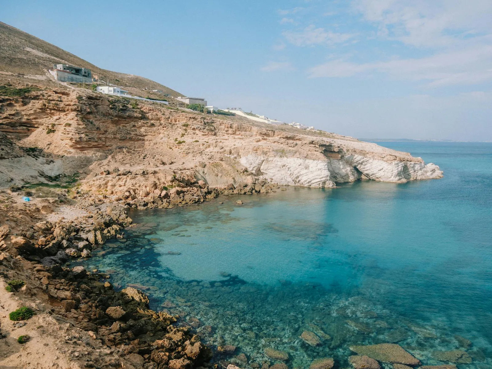 Mediterranean coast, turquoise water, white rocks
