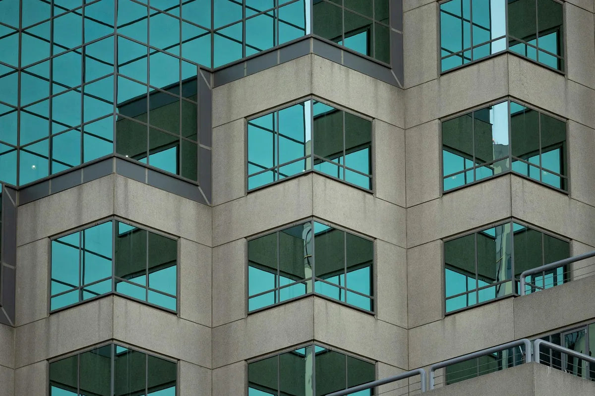 Bauhaus architecture, glass and concrete facade